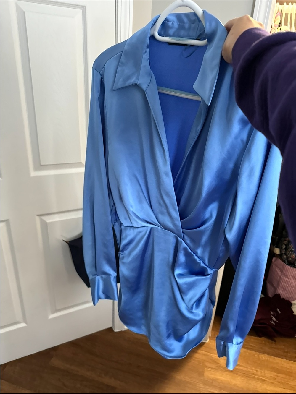 Zara Blue Satin Wrap Chemise